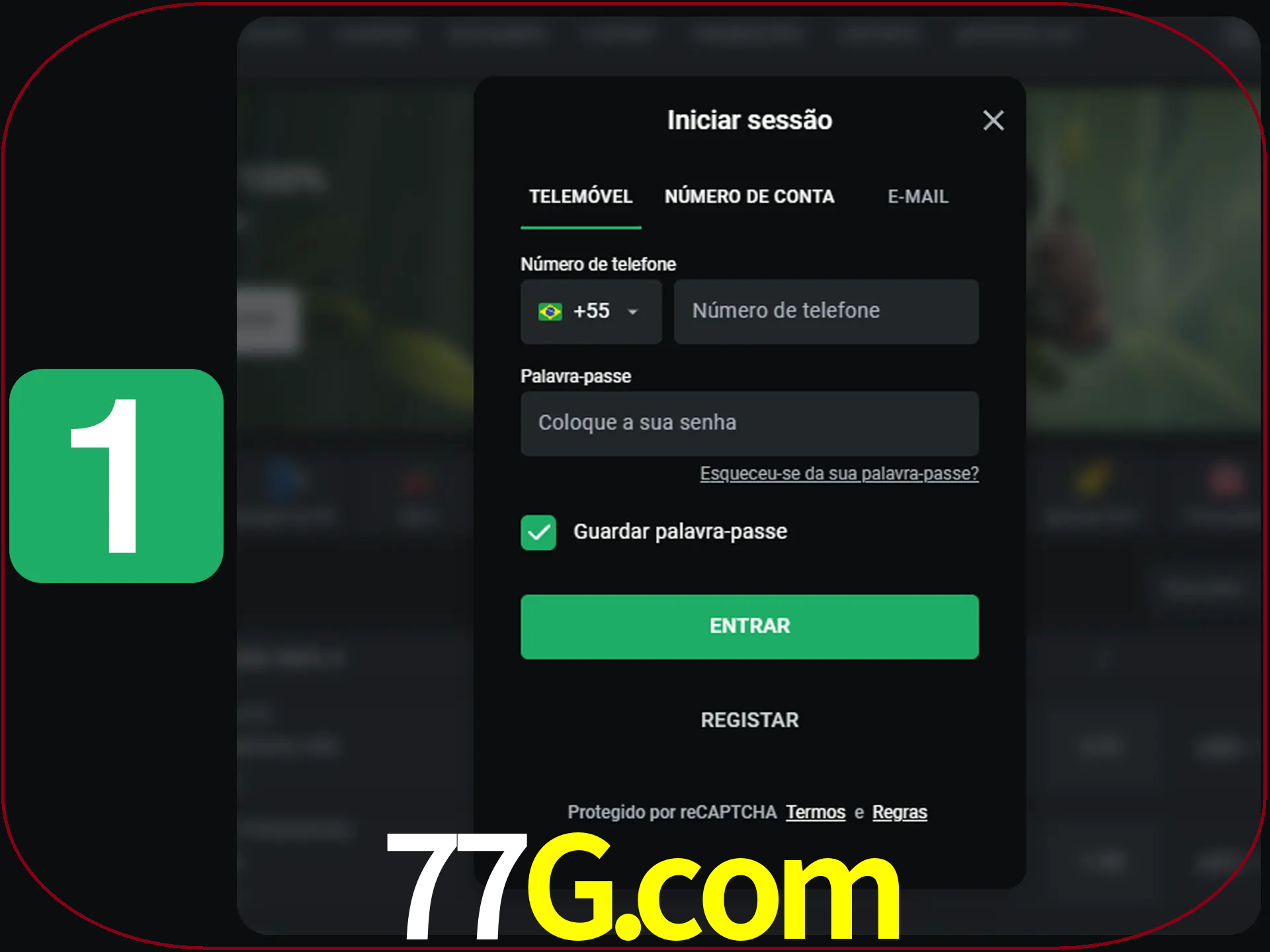 Clique no botão Entrar.